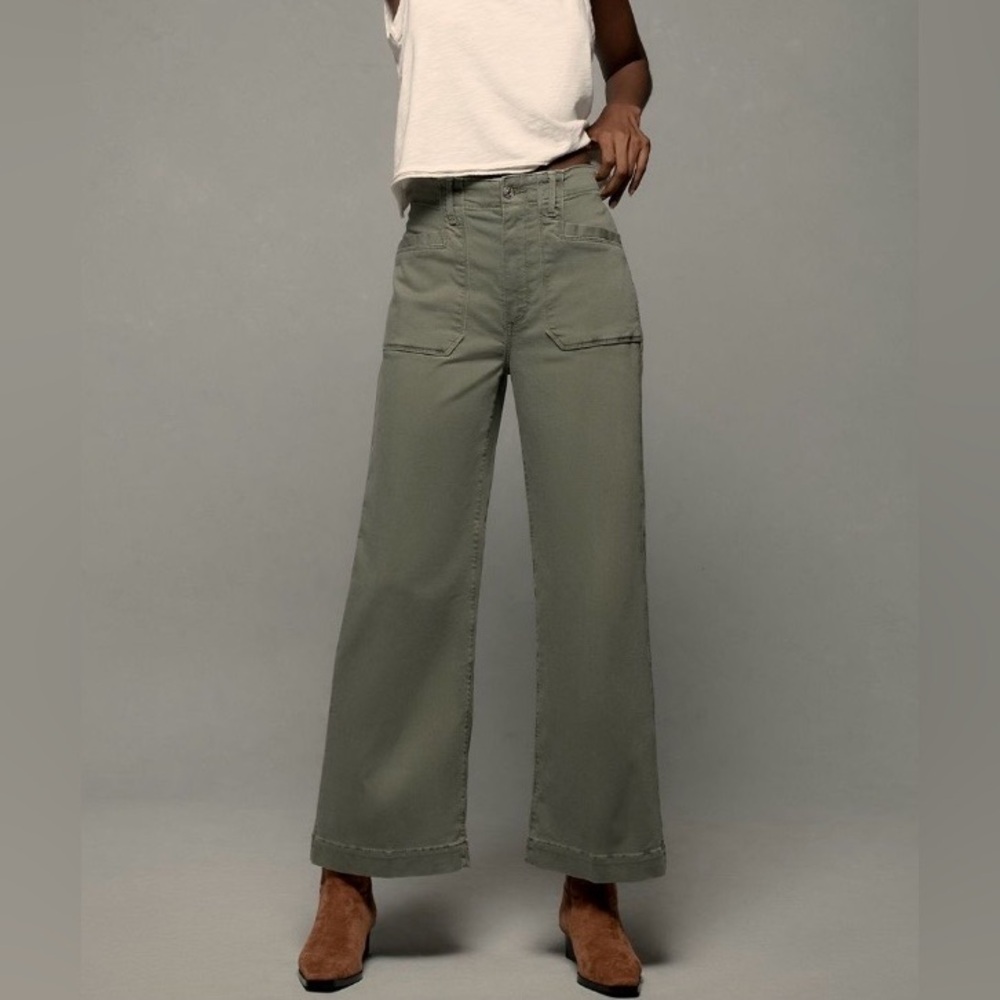 Paige Anessa High Rise Wide Leg Welt Utility Pocket Cropped Jeans Size 28 EUC - Picture 8 of 14